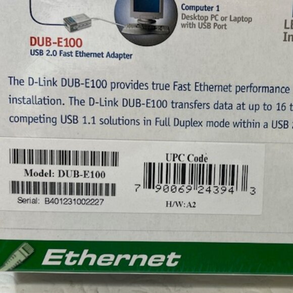 NEW D-Link USB 2.0 Fast Ethernet Adapter DUB-E100 - Picture 6 of 7